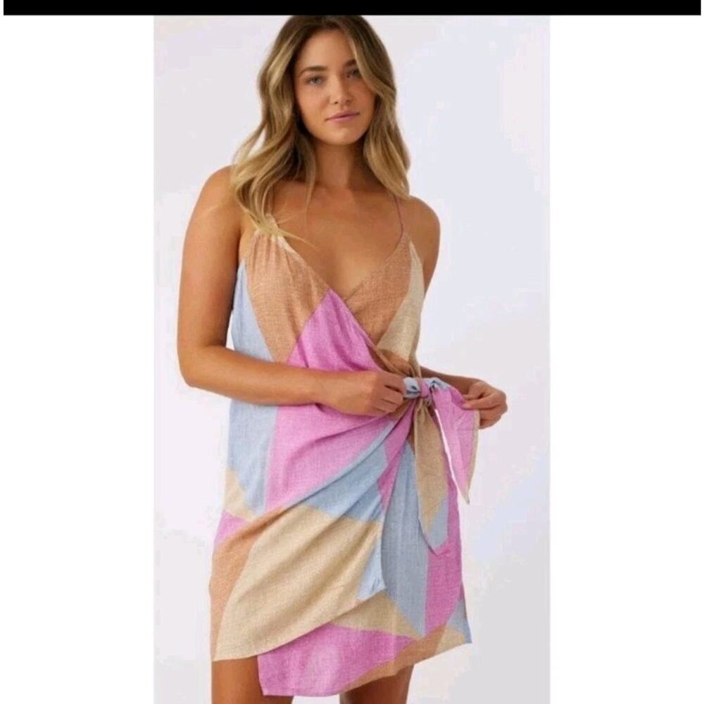 O'Neill 100% Viscose Marlo Colorful Colorblock Light Racerback Minidress Wrap Xl